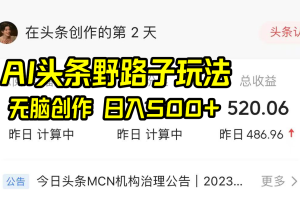 （8584期）AI头条野路子玩法，无脑创作，日入500+