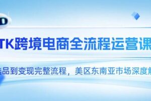 （14929期）TK跨境电商全流程运营课，从选品到变现完整流程，美区东南亚市场深度解析