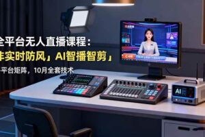 （16279期）全平台无人直播课程：非实时防风＋AI智播智剪＋多平台矩阵，10月全套技术