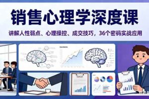 （16456期）销售心理学深度课，讲解人性弱点、心理操控、成交技巧，36个密码实战应用