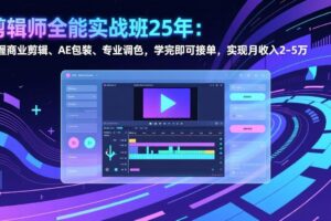 （17294期）剪辑师全能实战班25年：掌握商业剪辑、AE包装、专业调色，学完即可接单，实现月收入2-5万